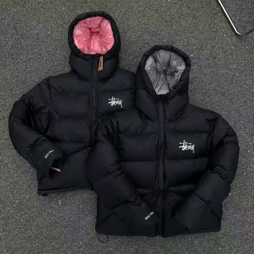 Stussy embroidered hooded down jacket